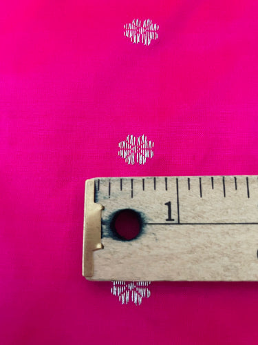 Assam Pat Mulberry Silk Saree | Bright Pink | Silver Zari | Handwoven | Silk Mark Certified | Ships from California